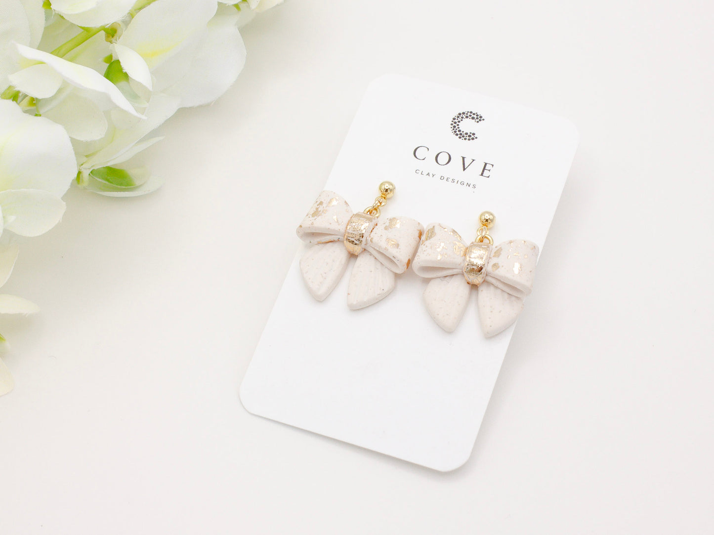 Handmade Cute Bow Polymer Clay Earrings for Women by Cove Clay Designs