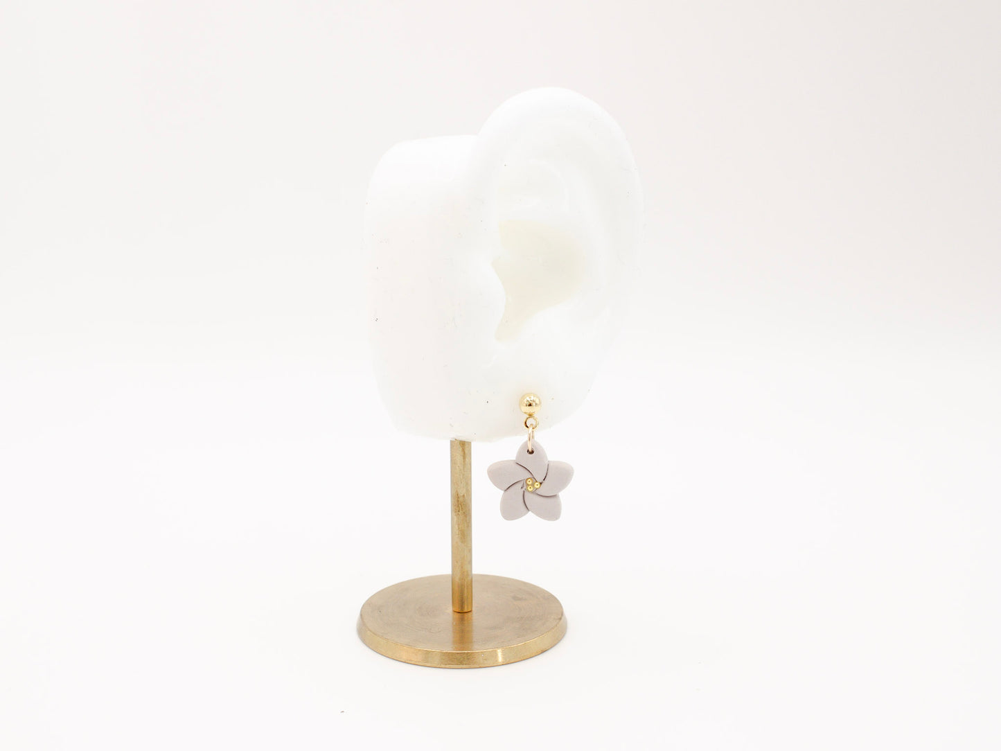 Handmade Purple Tropical Flower Polymer Clay Earrings by Cove Clay Designs