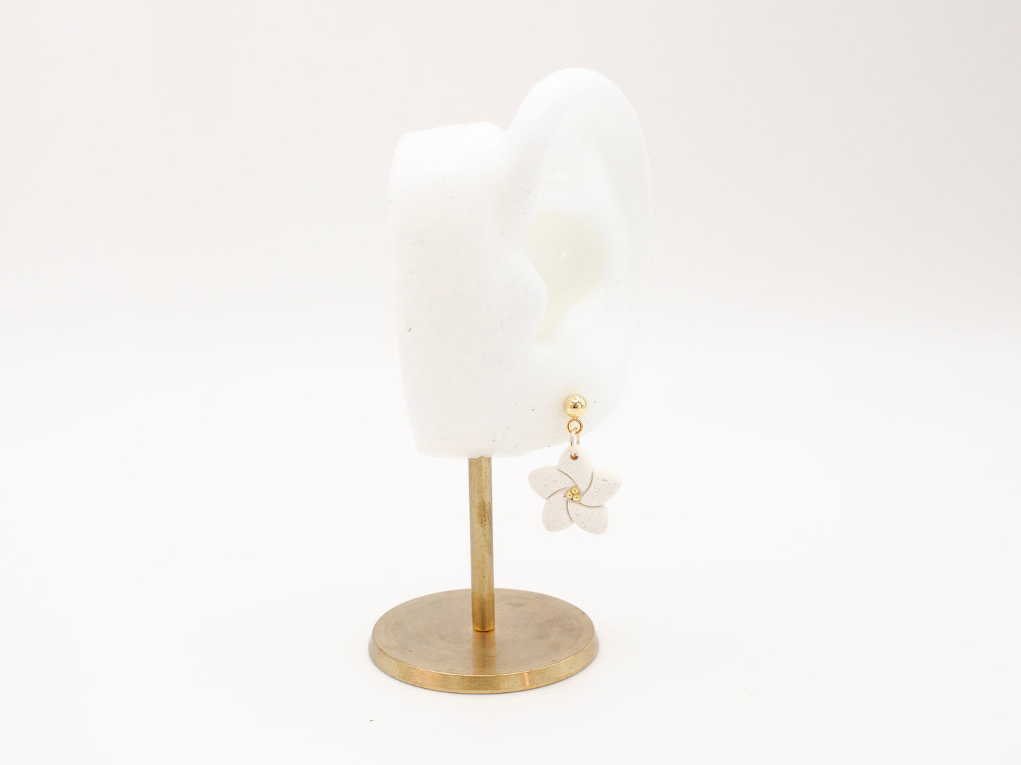 Handmade White Tropical Flower Polymer Clay Earrings
