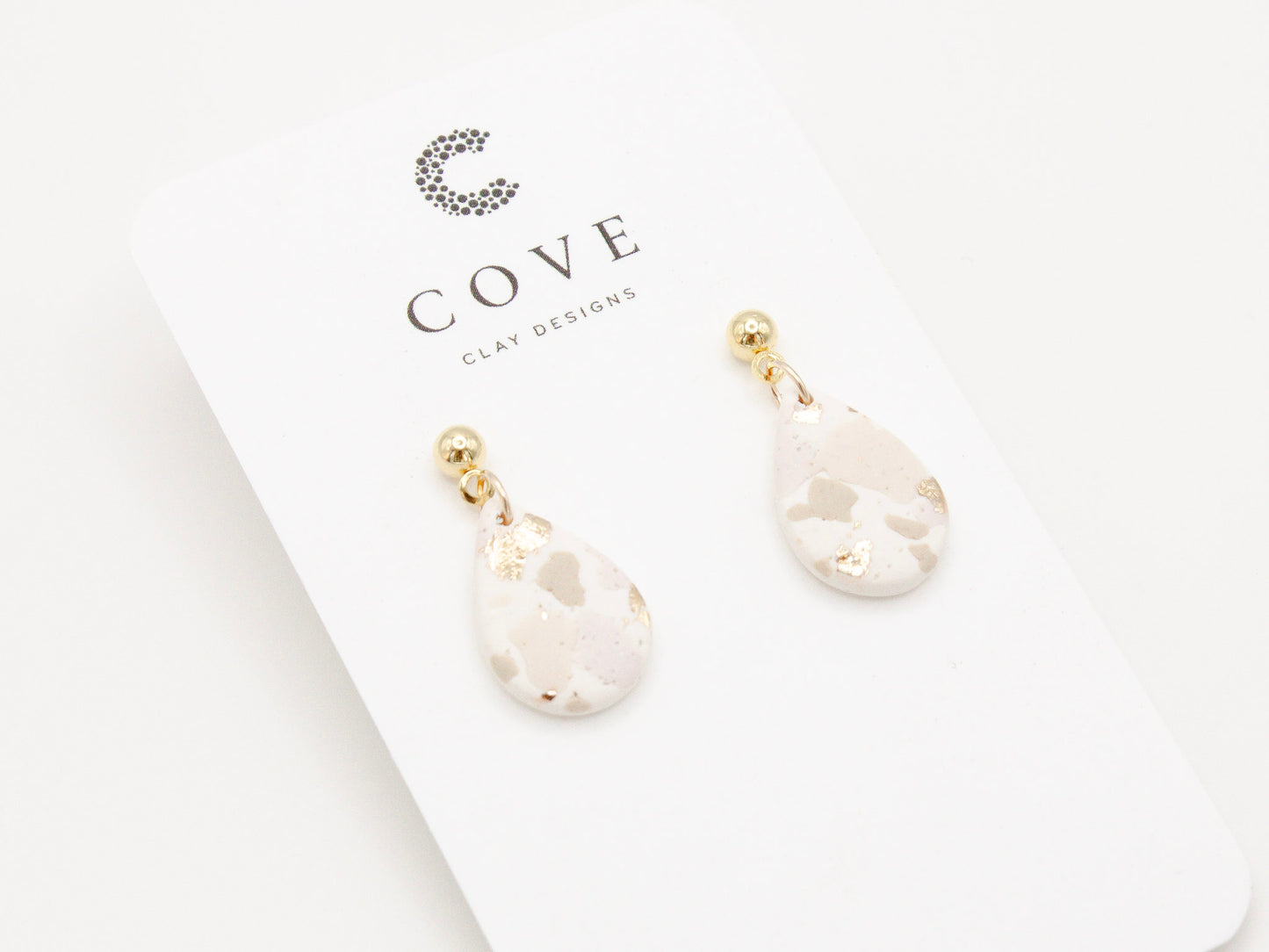 Handmade Terrazzo Teardrop Polymer Clay Earrings by Cove Clay Designs