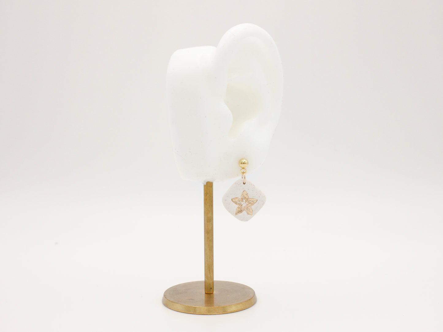 Handmade Gold Flower Polymer Clay Earrings by Cove Clay Designs
