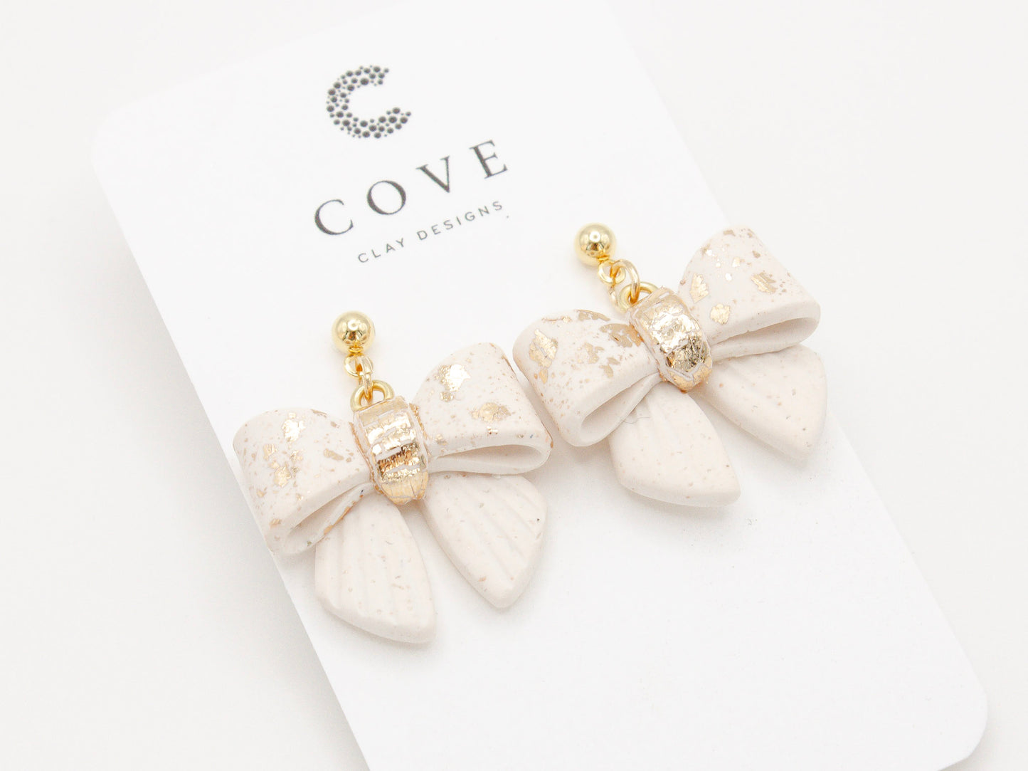Handmade Cute Bow Polymer Clay Earrings for Women by Cove Clay Designs