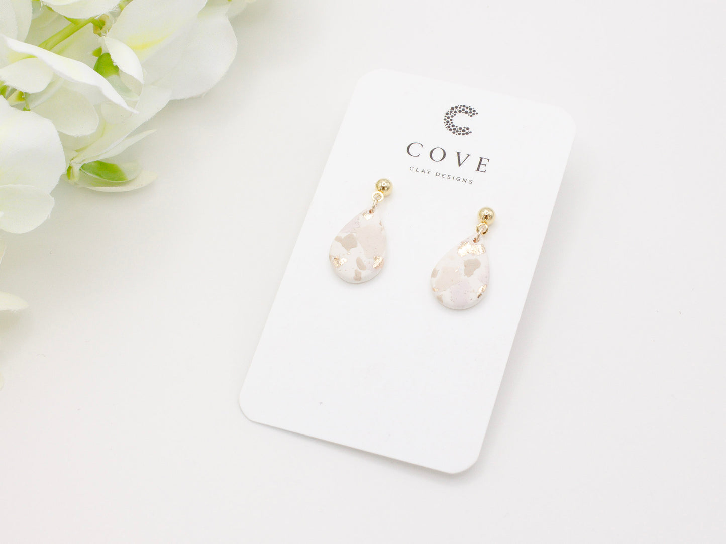 Handmade Terrazzo Teardrop Polymer Clay Earrings by Cove Clay Designs