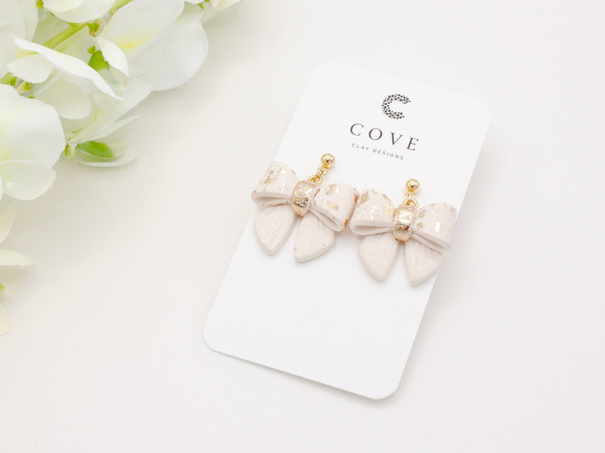 Handmade Cute Bow Polymer Clay Earrings for Women by Cove Clay Designs