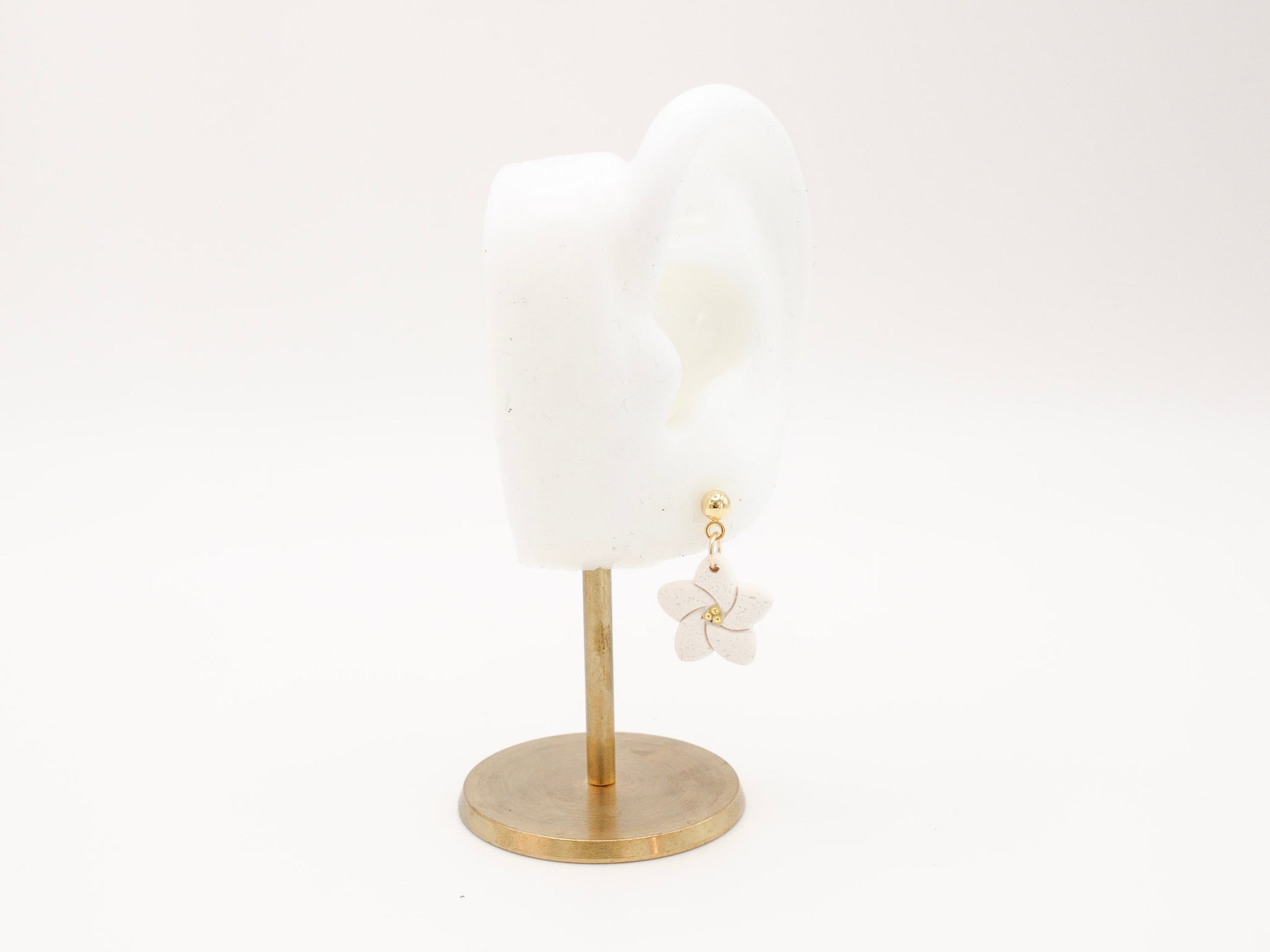 Handmade White Tropical Flower Polymer Clay Earrings