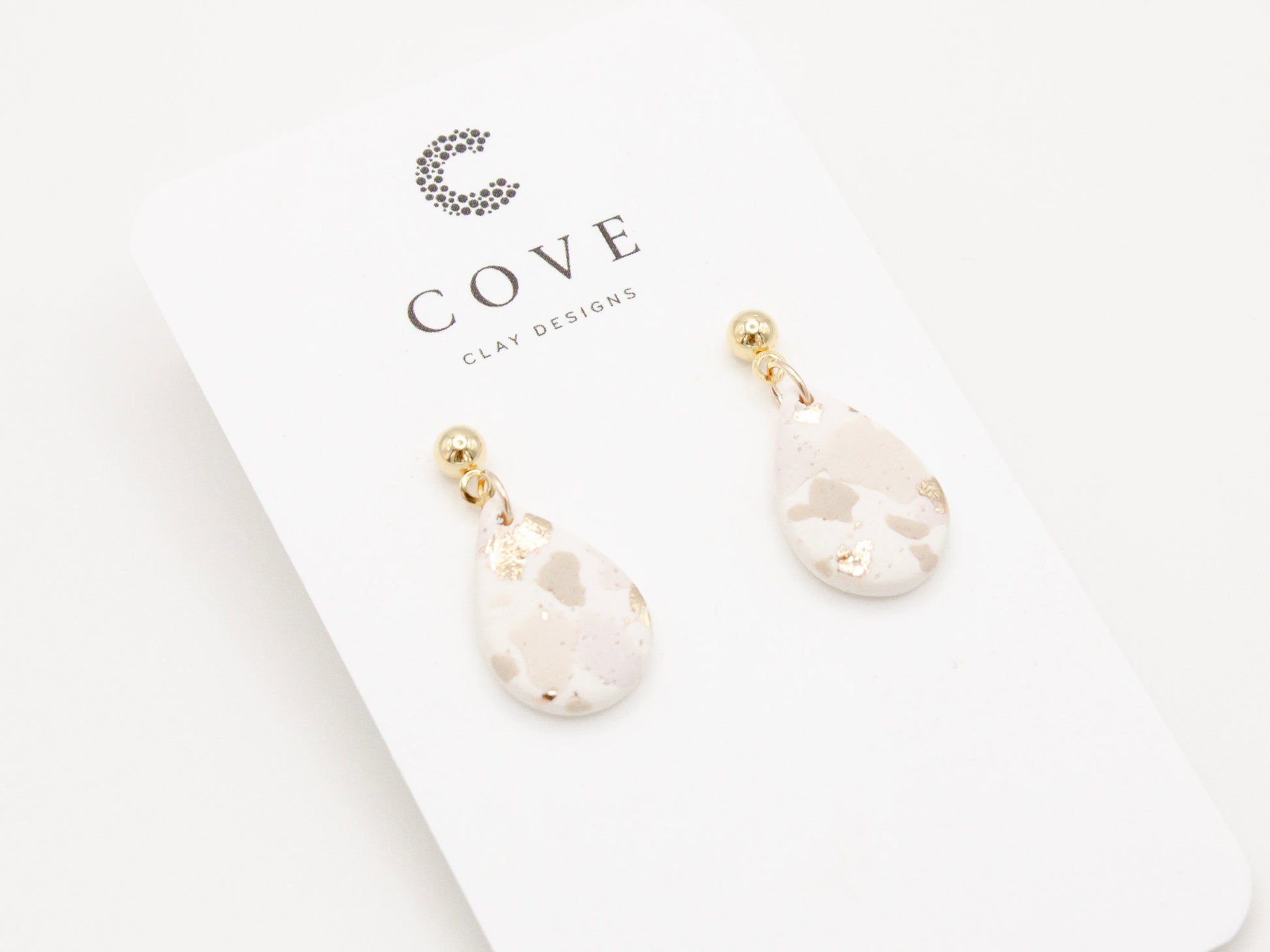 Handmade Terrazzo Teardrop Polymer Clay Earrings by Cove Clay Designs