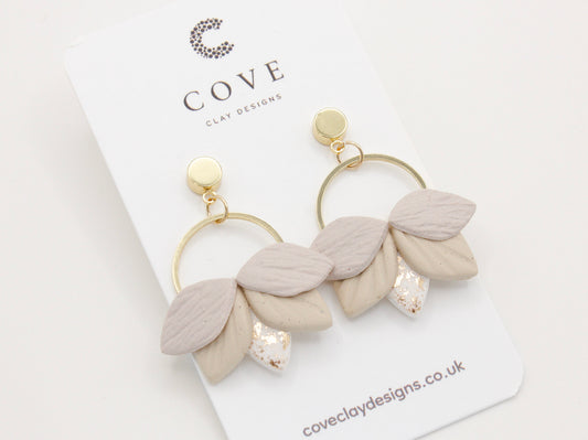 Handmade Lotus Inspired Polymer Clay Earrings by Cove Clay Designs 