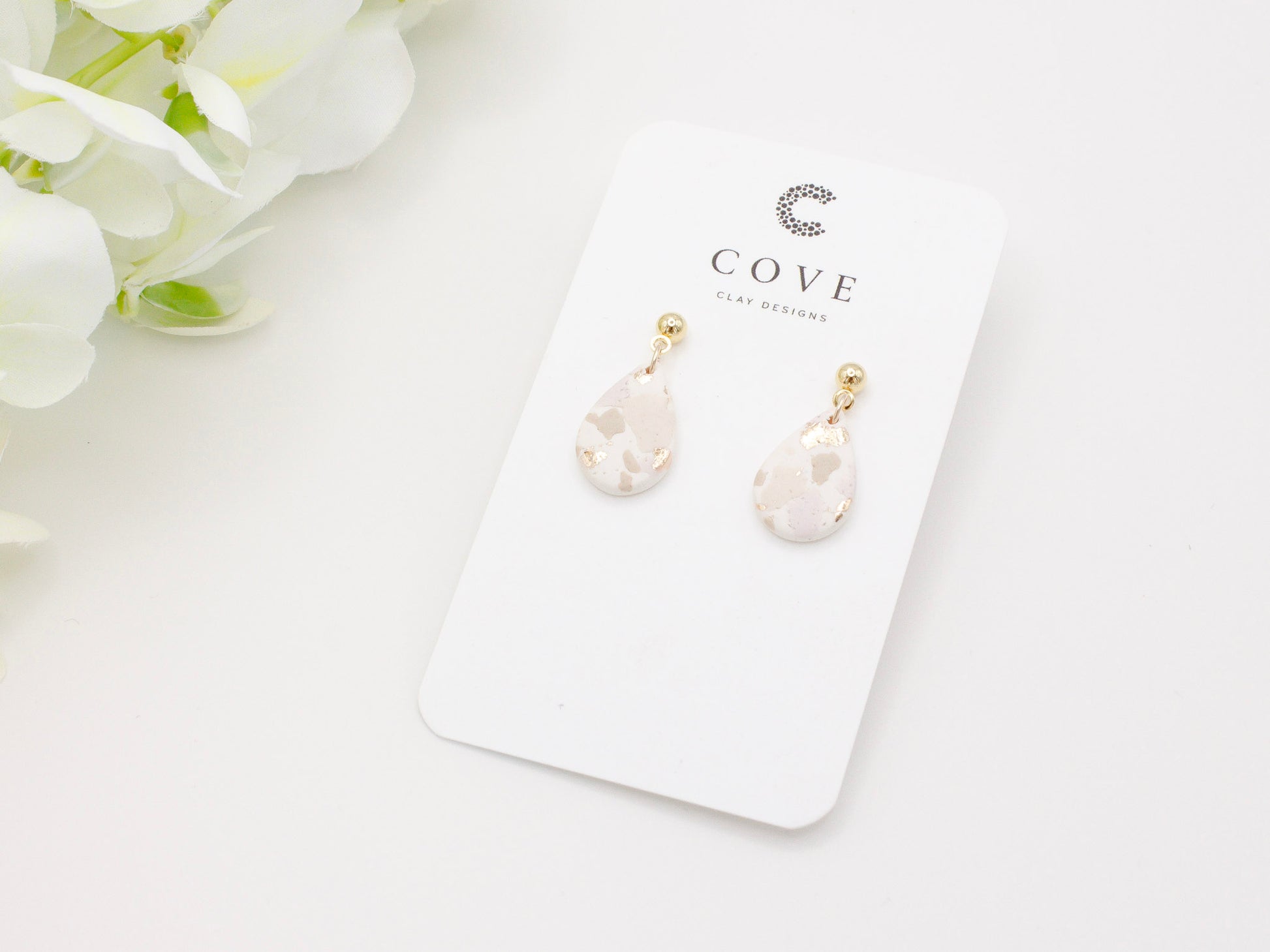 Handmade Terrazzo Teardrop Polymer Clay Earrings by Cove Clay Designs