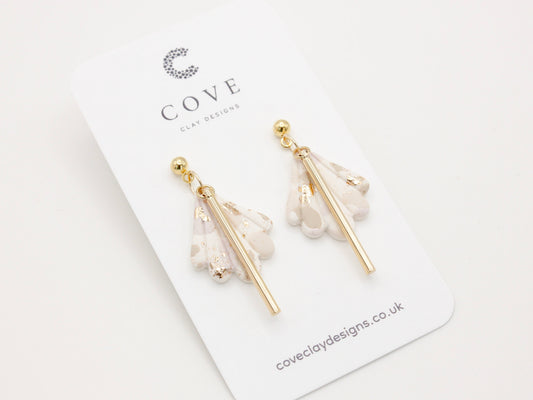 Handmade Terrazzo Polymer Clay shell Earrings by Cove Clay Designs