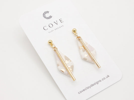 Handmade Terrazzo Geometric Diamond Polymer Clay Earrings by Cove Clay Designs 