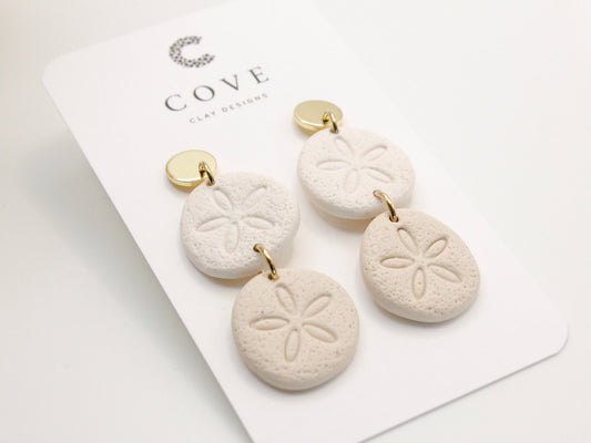 COVE Handmade Sand Dollar Polymer Clay Earrings, Gifts for Her, Wedding Earrings for Brides, White Earrings, Beach Earrings, Dainty Earrings