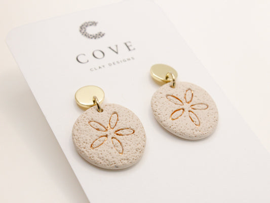 COVE Handmade Sand Dollar Polymer Clay Beach Earrings for Women.