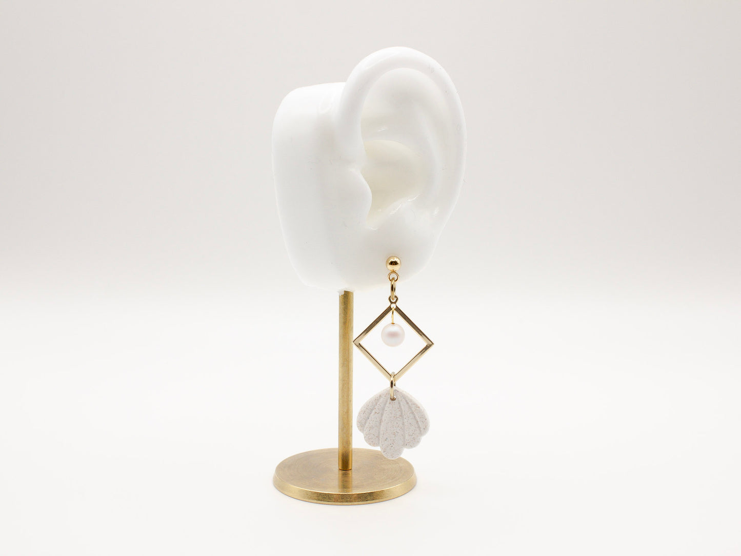 COVE Handmade White Shell Polymer Clay Dangle Earrings