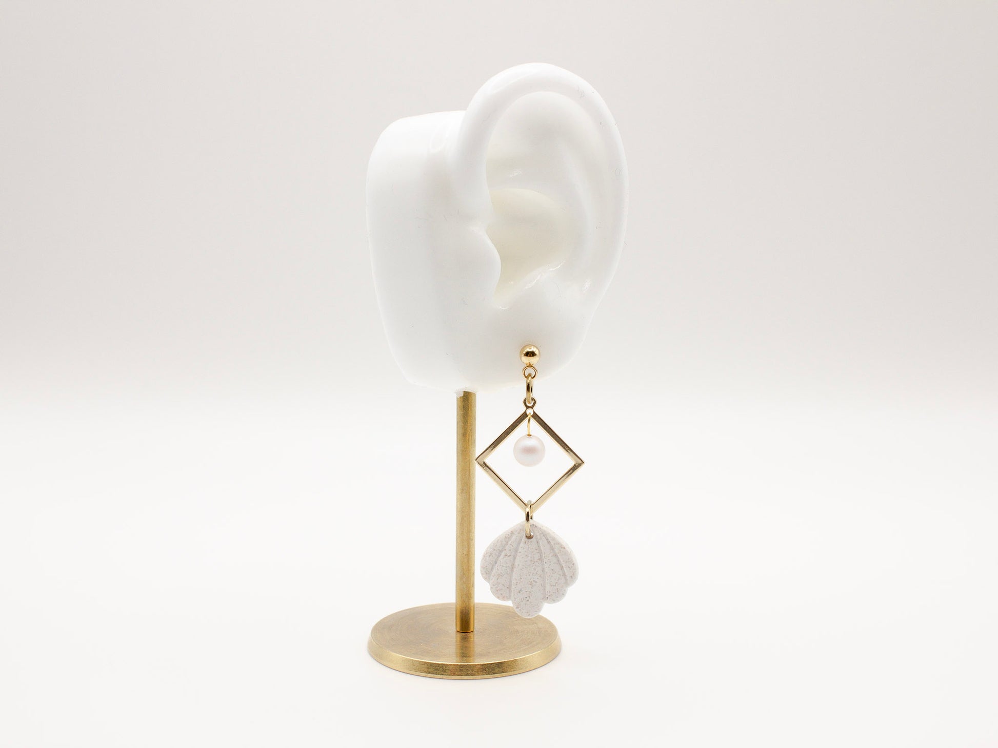 COVE Handmade White Shell Polymer Clay Dangle Earrings